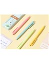 Set 4 pixuri cu mecanism Deli LonGreen, 0.7 mm, mina albastra, Pastel