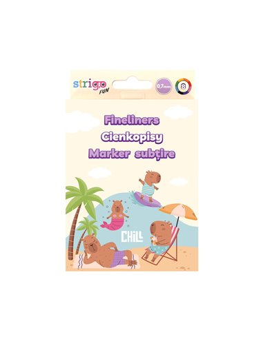 Set 8 finelinere colorate Strigo SSC505, Motiv Capybara