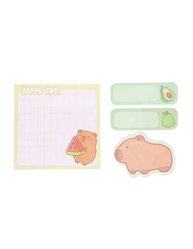 Notes adeziv Strigo SSN046, Motiv Capybara, Galben pastel