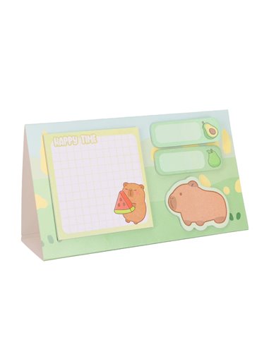 Notes adeziv Strigo SSN046, Motiv Capybara, Galben pastel