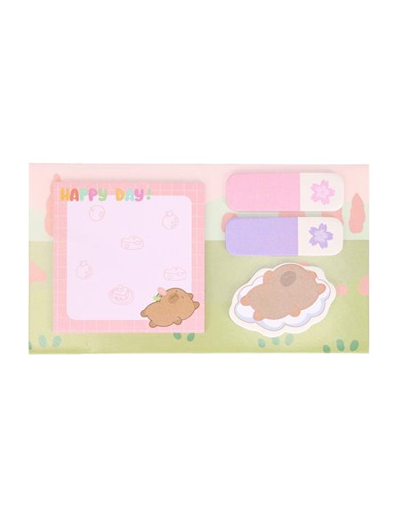 Notes adeziv Strigo SSN041, Motiv Capybara, Roz pastel