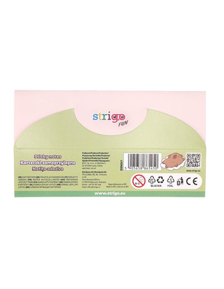 Notes adeziv Strigo SSN041, Motiv Capybara, Roz pastel