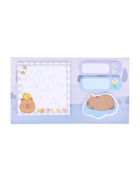 Notes adeziv Strigo SSN0421, Motiv Capybara, Albastru pastel