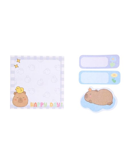 Notes adeziv Strigo SSN0421, Motiv Capybara, Albastru pastel