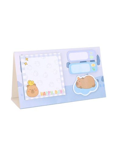 Notes adeziv Strigo SSN0421, Motiv Capybara, Albastru pastel