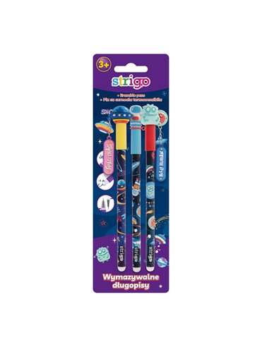 Set 3 pixuri cu cerneala termosensibila Strigo SSC161X3, Motiv space