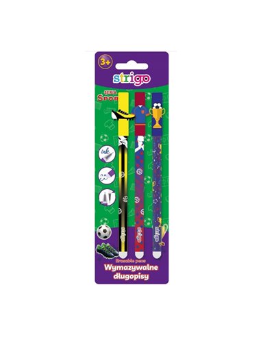 Set 3 pixuri cu cerneala termosensibila Strigo SSC179X3, Motiv sports