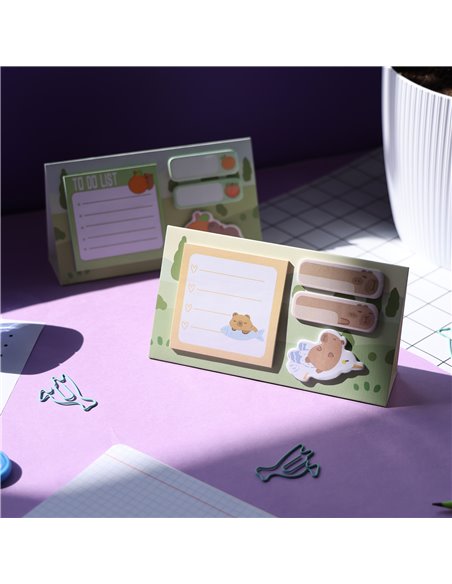 Notes adeziv Strigo SSN0421, Motiv Capybara, Portocaliu pastel