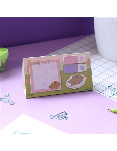 Notes adeziv Strigo SSN041, Motiv Capybara, Roz pastel
