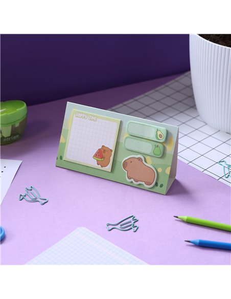 Notes adeziv Strigo SSN046, Motiv Capybara, Galben pastel