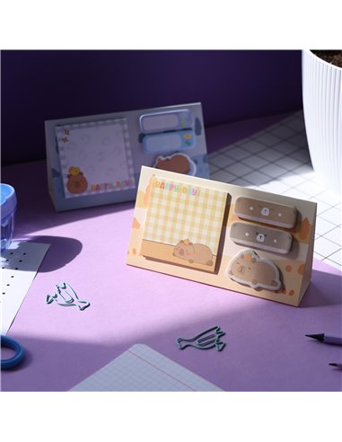 Notes adeziv Strigo SSN045, Motiv Capybara, Peach pastel