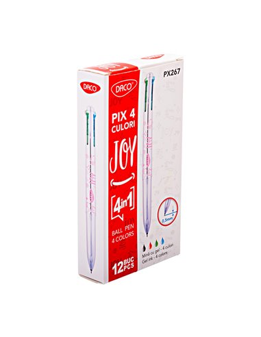 Pix cu gel Daco Joy PX267, 0.5 mm, 4 culori
