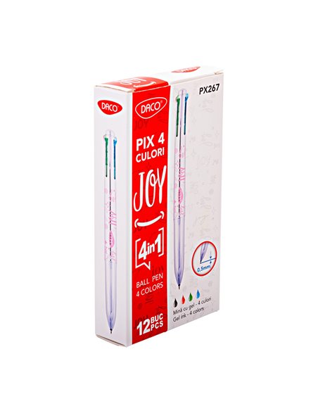Pix cu gel Daco Joy PX267, 0.5 mm, 4 culori