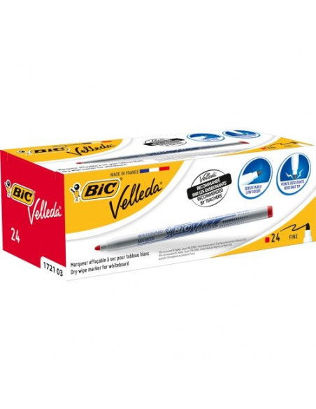 Marker BIC Velleda 1721, rosu, 24 buc/cutie,841840