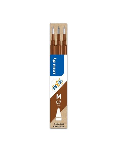 Rezerva roller Pilot Frixion Ball/Clicker, 0.7 mm, maro, 3 bucati/set