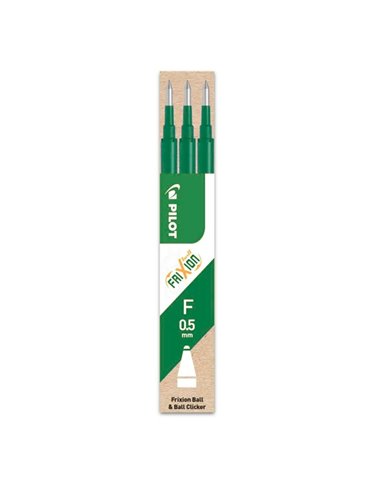 Rezerva roller Pilot Frixion Ball/Clicker 0.5, verde, 3 bucati/set