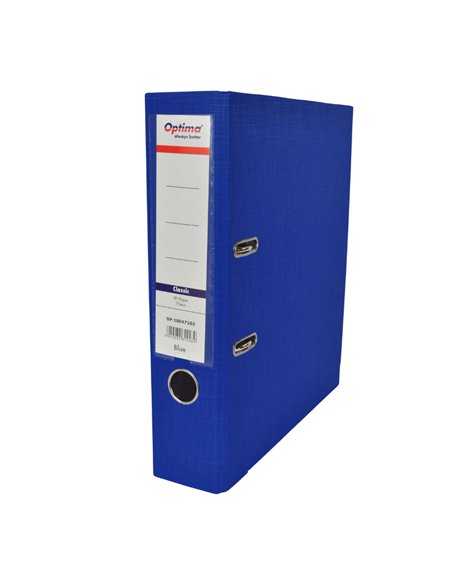 Biblioraft plastifiat A4 Optima Classic, 7.5 cm, Albastru