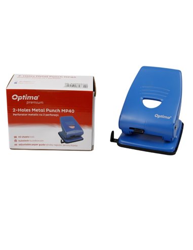 Perforator metalic Optima Premium MP40, 40 coli, Albastru