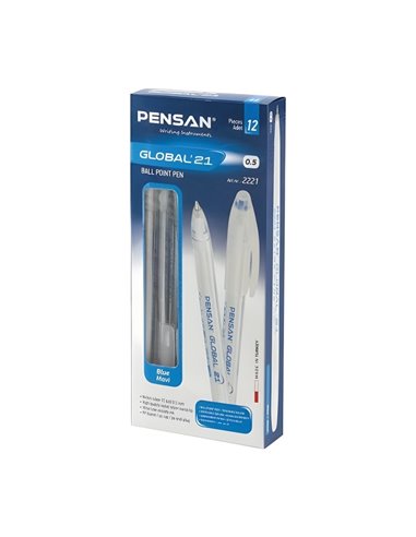 Set 12 pixuri Pensan Global, 0.5 mm, Mina albastra