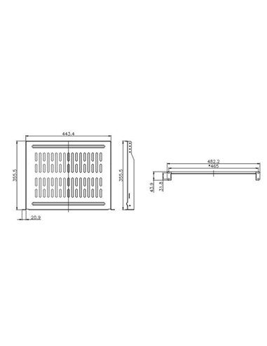Raft fix Logilink 1U pentru rack 19″, adancime 350mm, sarcina maxima 10Kg, otel 1.5mm, Black
