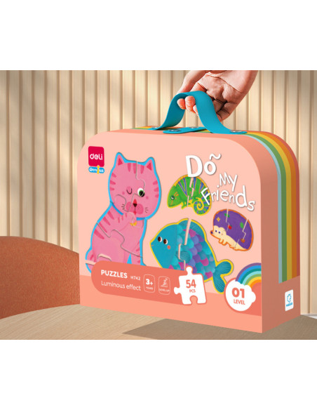DLEH742,Puzzle geanta cadou Deli, 54 piese, efect luminos - Friends
