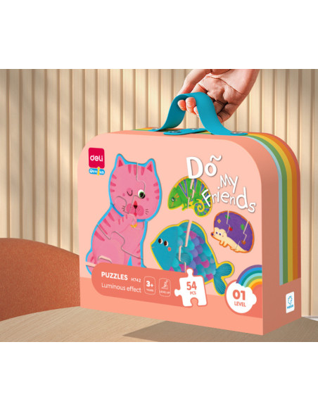 DLEH743,Puzzle geanta cadou Deli, 57 piese, efect luminos - Race