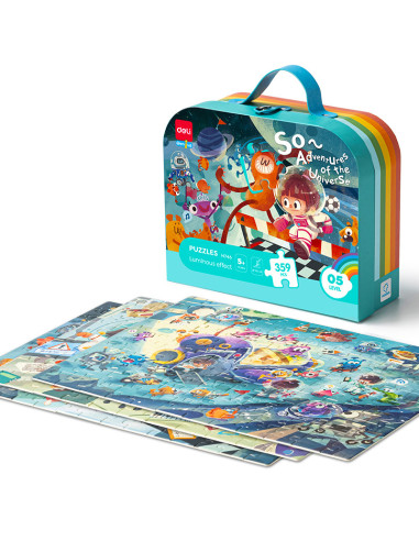 DLEH746,Puzzle geanta cadou 359 piese Deli, efect luminos - Univers