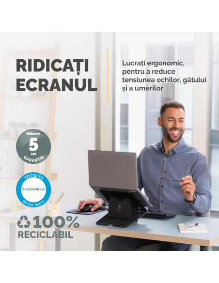 FE100016558,Suport ergonomic pentru laptop Fellowes Breyta, Negru