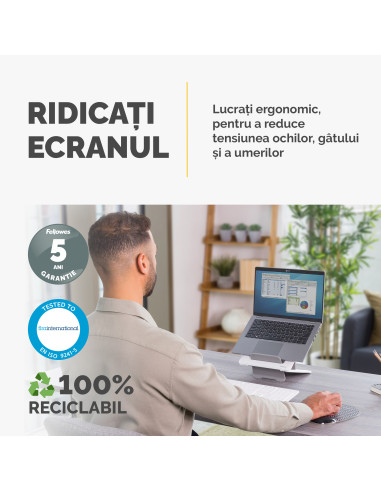 FE100016559,Suport ergonomic pentru laptop Fellowes Bryta, Alb