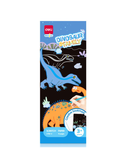 DLEH780-2,Set creativ 15 semne de carte carton razuibil Deli - Dinozauri