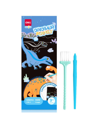 DLEH780-2,Set creativ 15 semne de carte carton razuibil Deli - Dinozauri