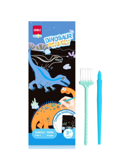DLEH780-2,Set creativ 15 semne de carte carton razuibil Deli - Dinozauri