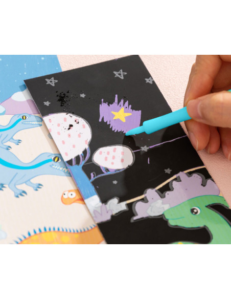 DLEH780-2,Set creativ 15 semne de carte carton razuibil Deli - Dinozauri