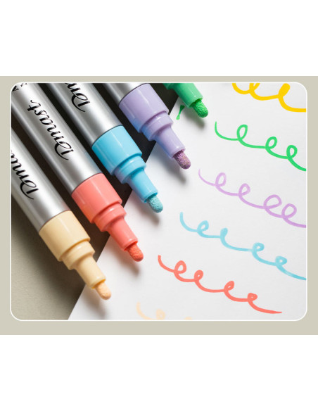 DLEC351,Set 6 buc x Markere acrilice Pebeo Dmast, 2 mm, culori metalizate pastel