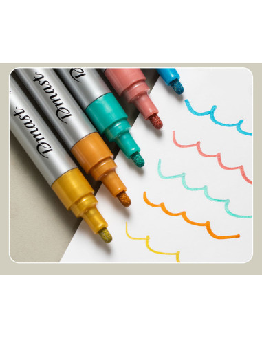 DLEC350,Set 6 buc x Markere acrilice Pebeo Dmast, 2 mm, culori metalizate