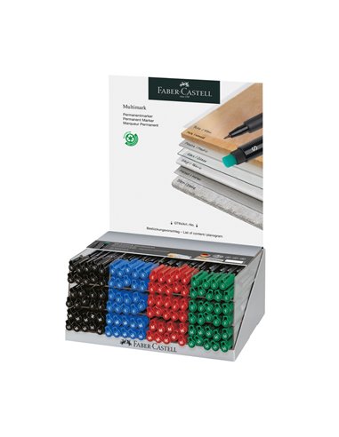 Display 120 buc x Marker permanent multimark Faber-Castell, F, S, M – 4 culori asortate