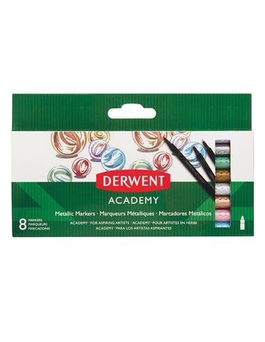 Markere metalice Derwent Academy, 8 buc/set 