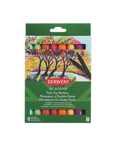 Markere 2 capete Derwent Academy, varf tesit, 8 buc/set 