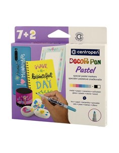 Markere permanente pentru decor slim 2738 Centropen, 7+2 culori pastel