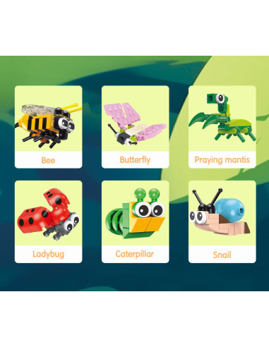 DLEH740,Blocuri constructii tip lego Deli, model insecte asortate