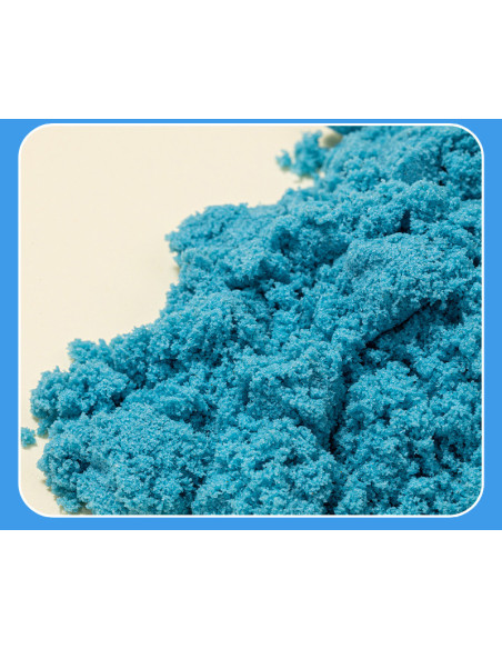 DLEY013-BL,Nisip kinetic Deli, galetusa 500g + 6 forme modelaj, Albastru