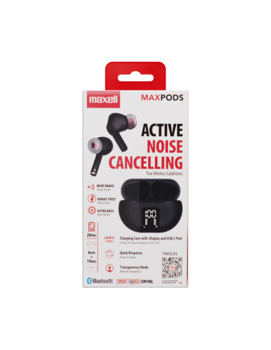 348596,Casti fara fir bluetooth tws maxpods tip earbuds negre maxell