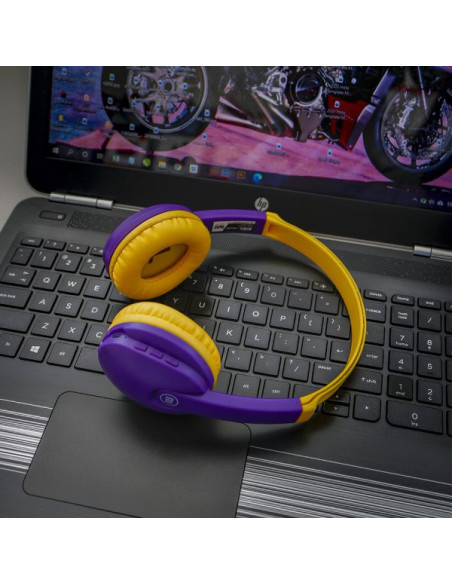 348366,Casti fara fir bluetooth hp-bt350 kidz violet/galben maxell