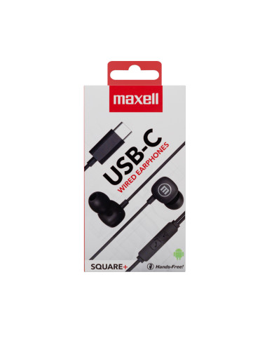 348566,Casti audio cu fir si microfon square usb-c negre maxell
