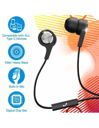 348566,Casti audio cu fir si microfon square usb-c negre maxell