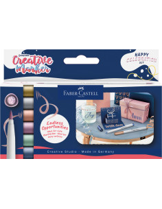 FC161006,Set 6 markere creative goldfaber culori metalizate happy celebration faber-castell