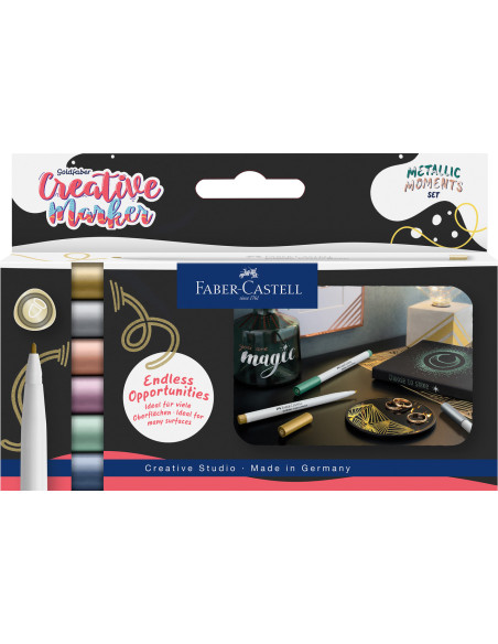 FC161107,Set 6 markere creative goldfaber culori metalizate 1.5mm faber-castell