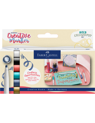 FC160906,Set 6 markere creative goldfaber caligrafic c bold faber-castell