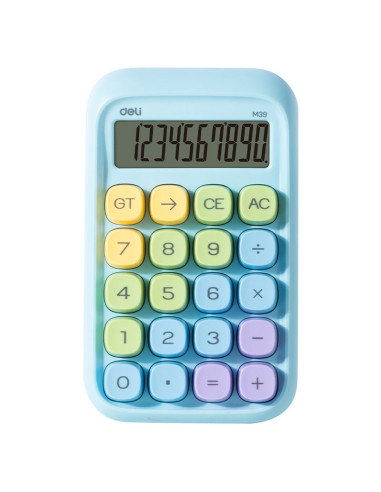 DLEM39-BL,Calculator birou 10dig taste multicolore albastru deli