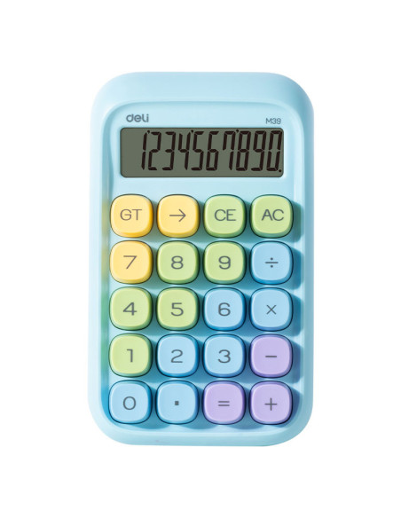 DLEM39-BL,Calculator birou 10dig taste multicolore albastru deli